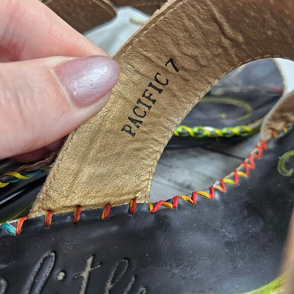 Elite By Corkys Flower Colorful Woven Strap Wedge Heel Sandals Womens 7 - Picture 4 of 16